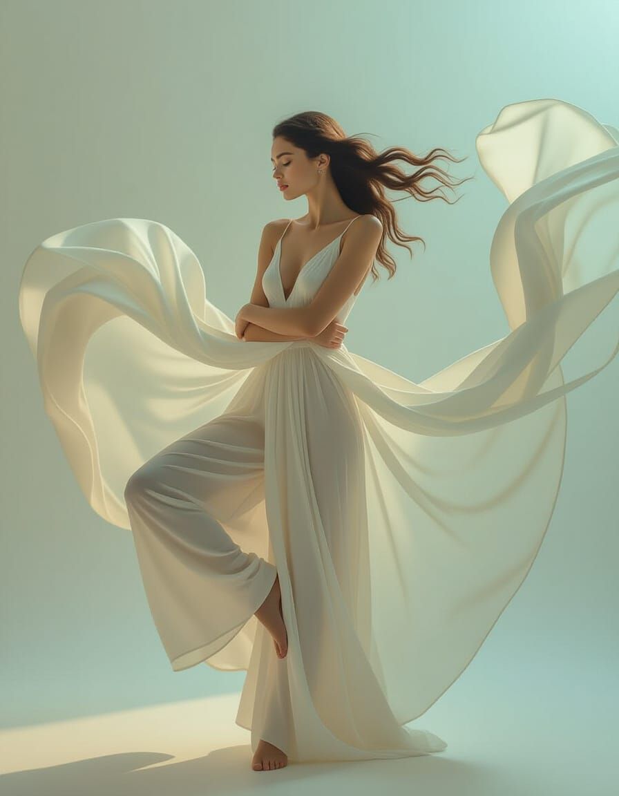 Ethereal Figure in Flowing Fabric, Fine Art Photography