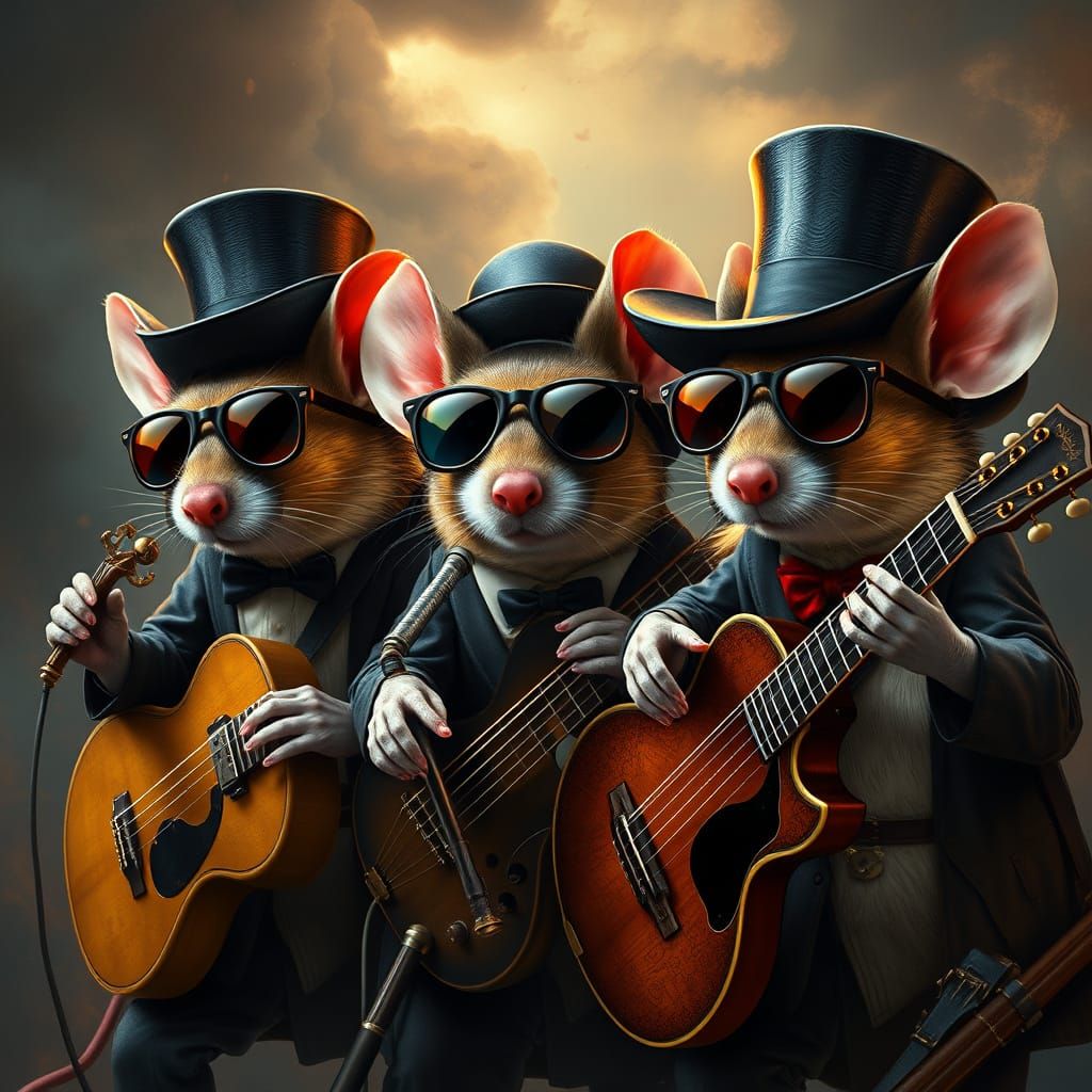 Three Blind Mice Band in Art Nouveau Style