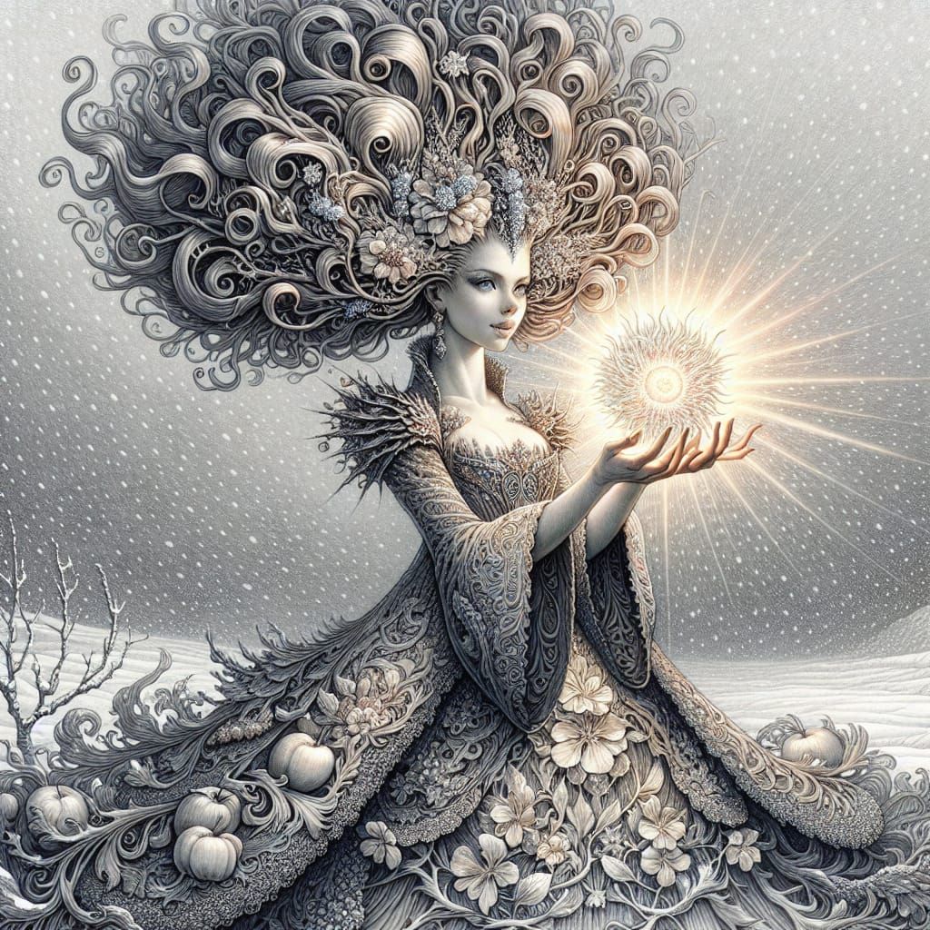Baroque Woman Carrying the Sun in Winter