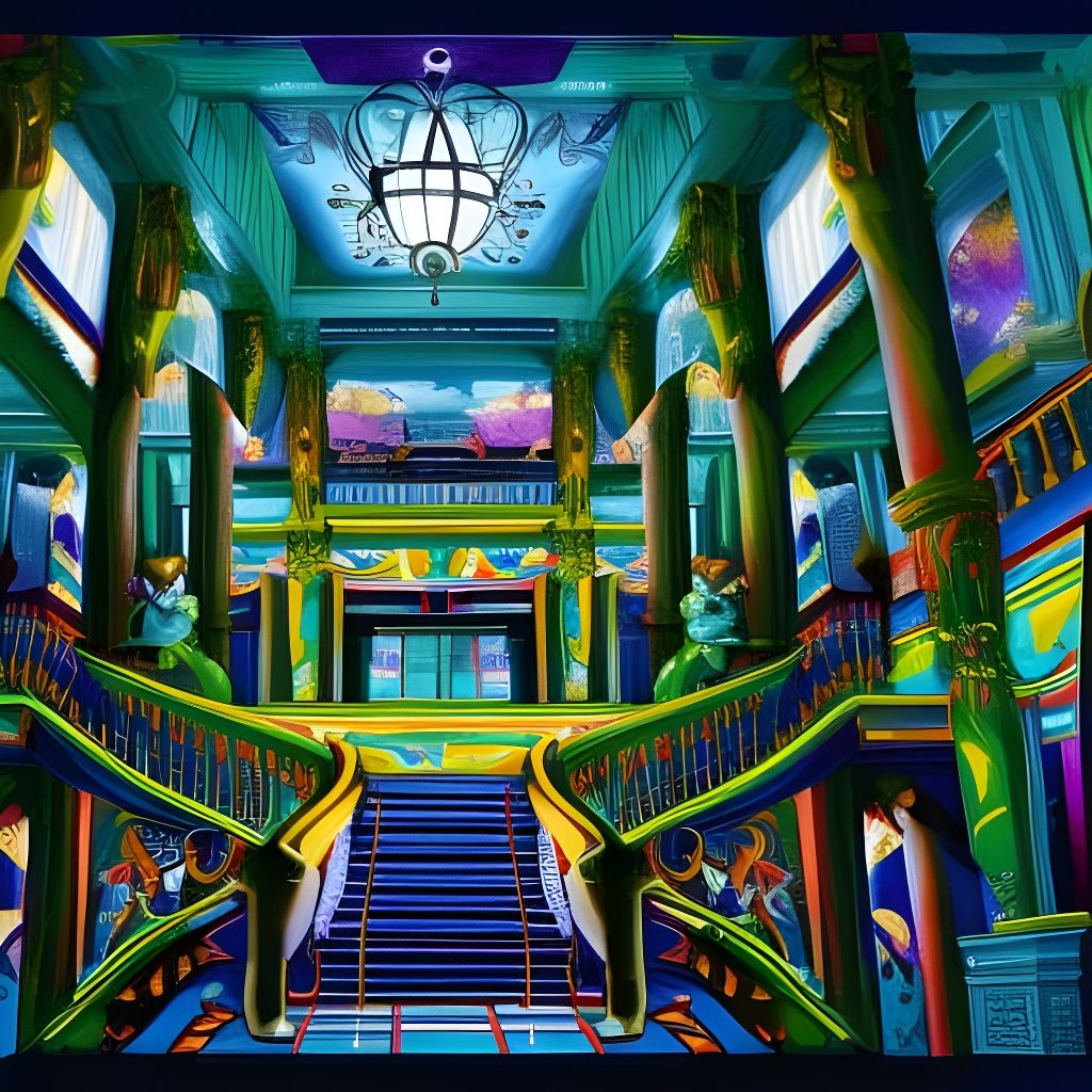 Maximalist Staircase Ascending to the Sky: Digital Art