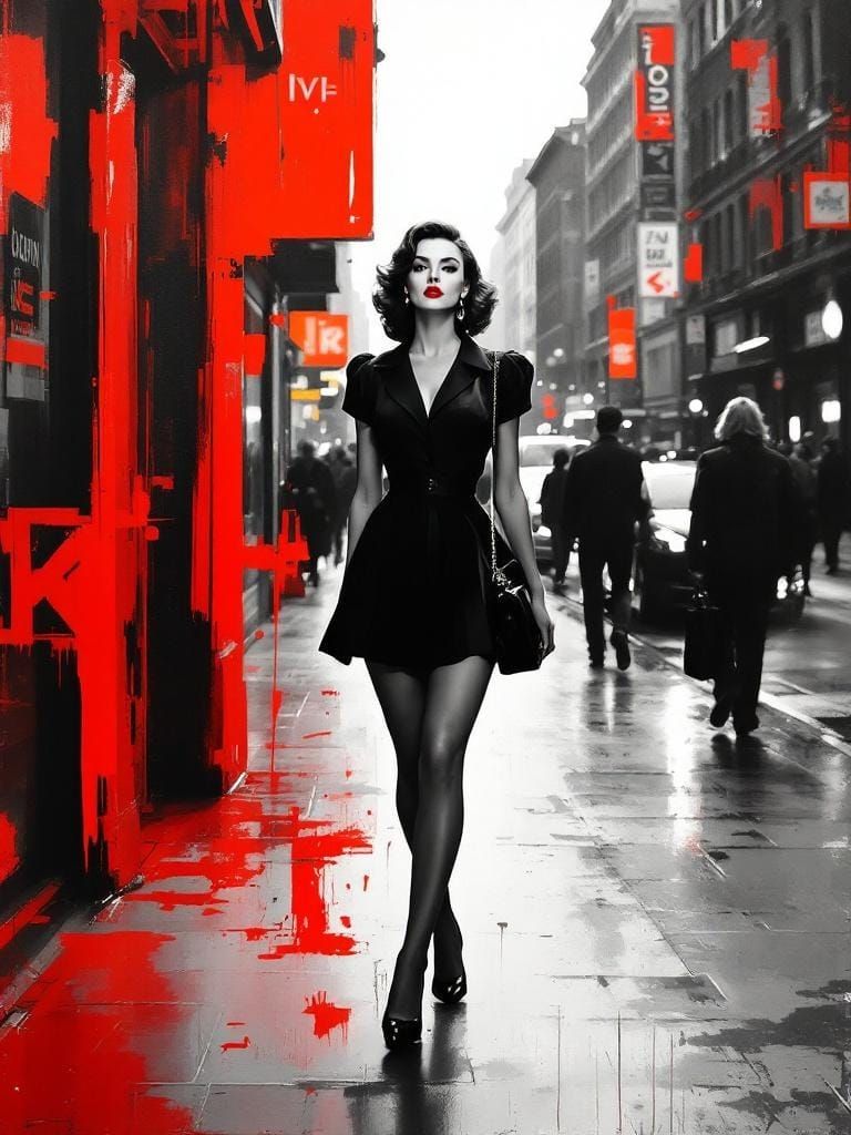 1950s Pin-Up with Bleeding Paint Effect