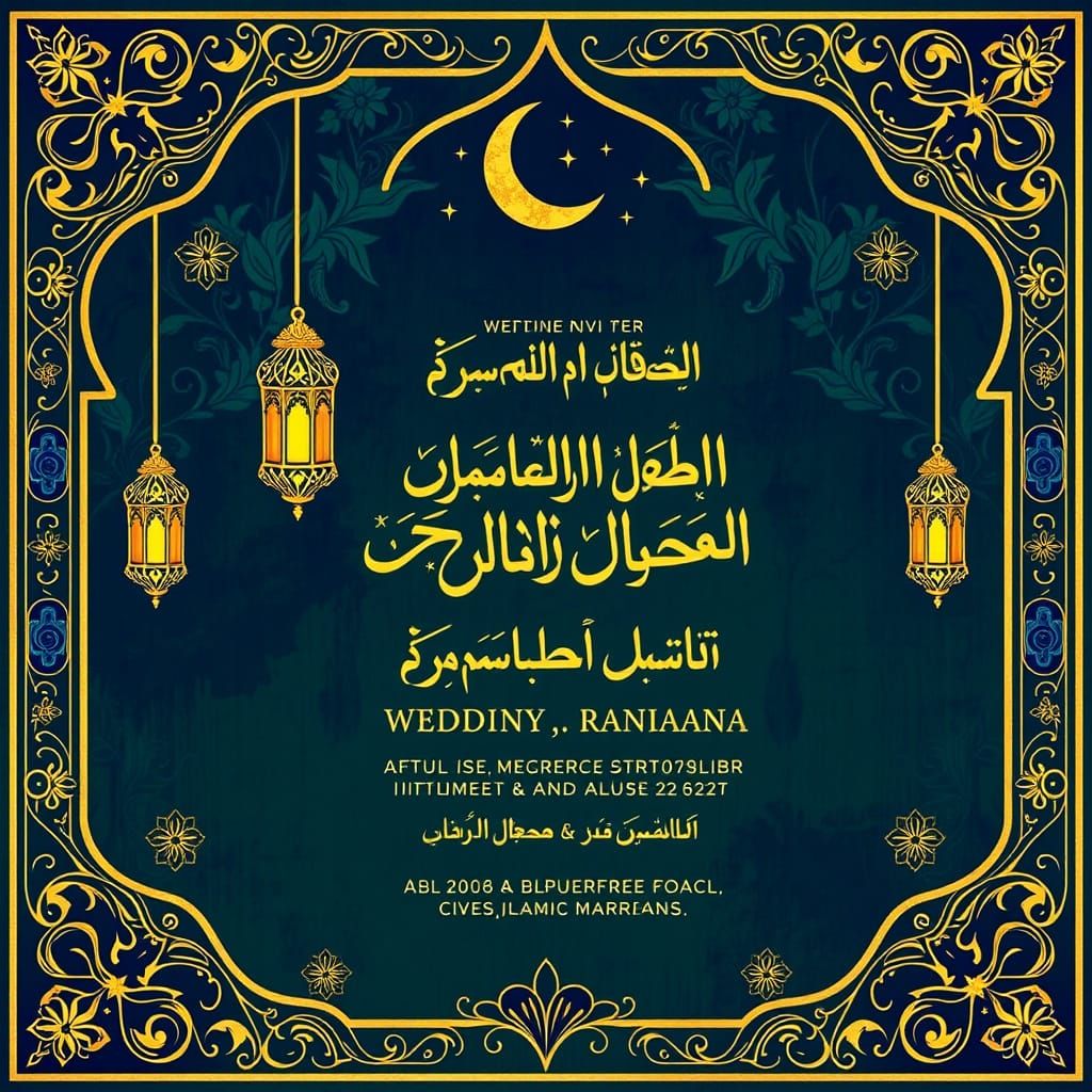 Elegant Islamic Wedding Invitation in Art Nouveau Style