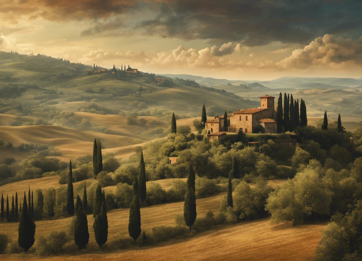 Colorful Tuscany Vacation Digital Matte Painting