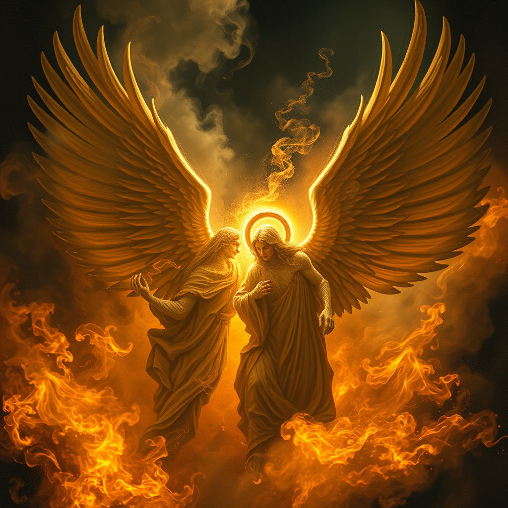 Angelic Figures in a Fiery Inferno
