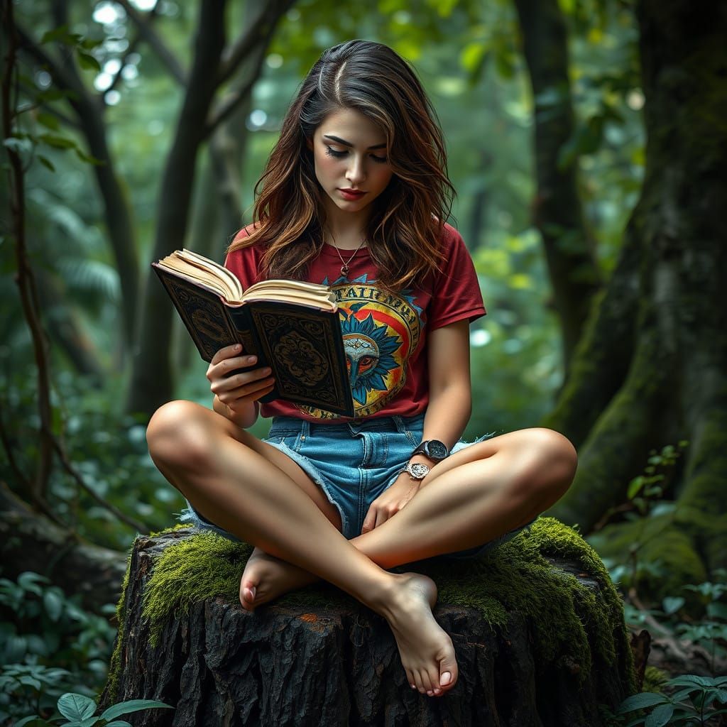 Mystical Forest Goddess in Vibrant Attire