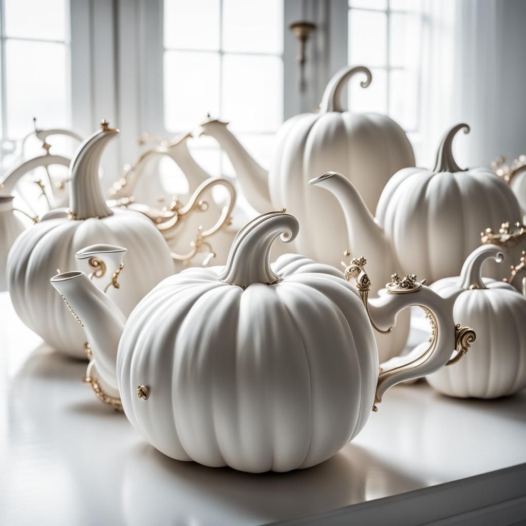 Delicate Cinderella Pumpkin Carriage Teapots