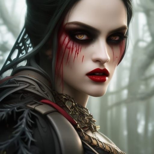 Gorgeous Vampire Temptress in Spooky Cemetery