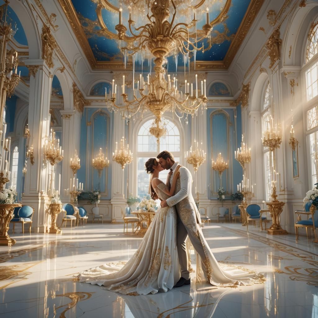 Blissful Wedding in White Ballroom with Gold Details