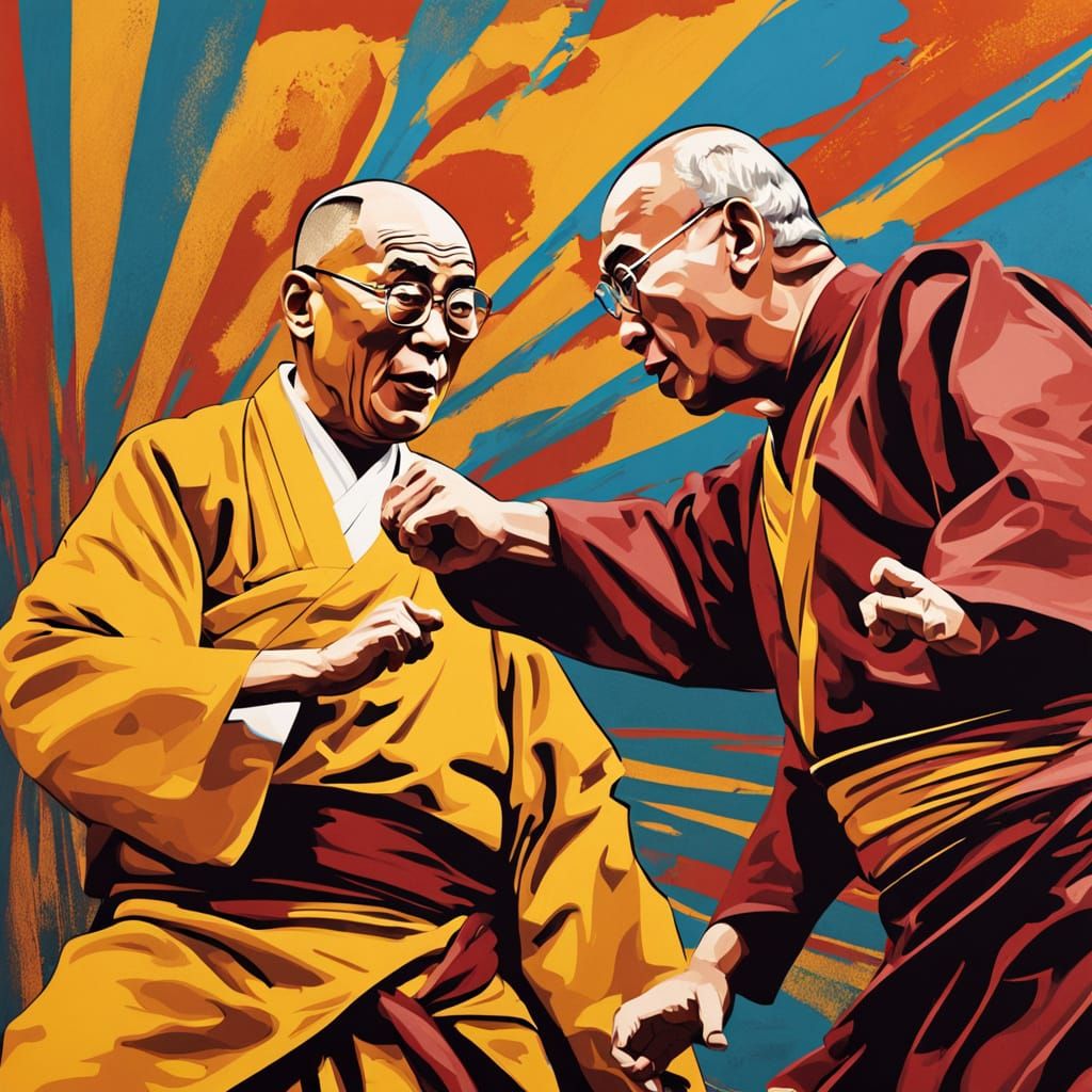 Dalai Lama Engages Pope in Epic Cyberpunk-Style Karate Battl...