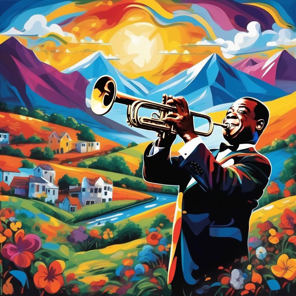 Louis Armstrong Trumpet Solo in Graffiti Landscape