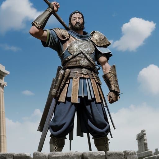 Gladiatore in Armatura Completa, in Stile Anime Key Visual