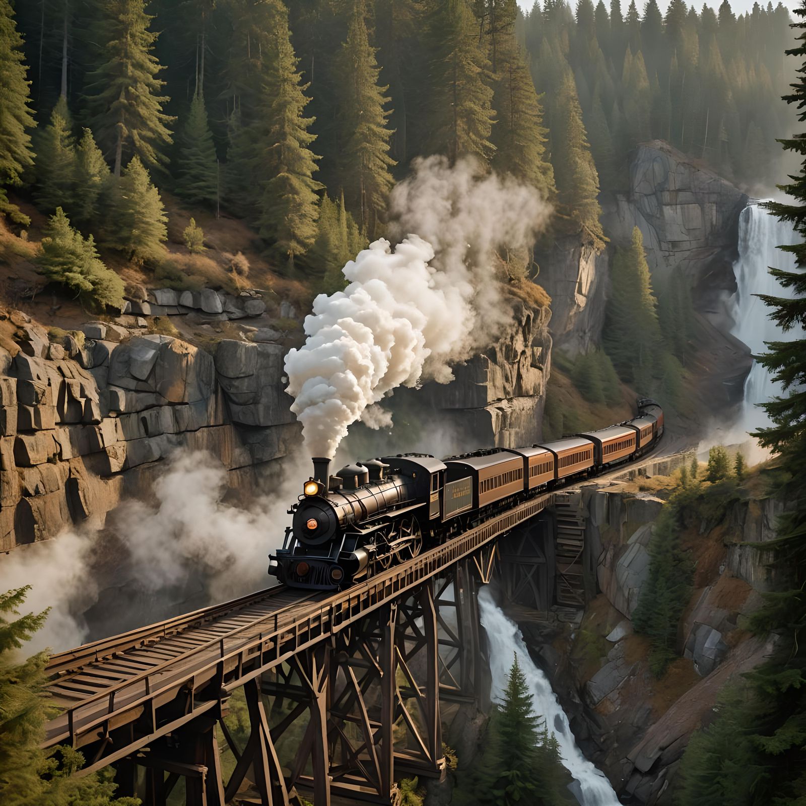 19th Century Steam Train in Hyperrealistic Style