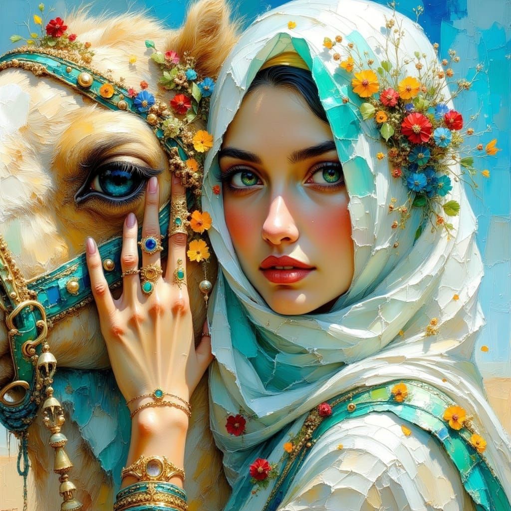 Arabian Princess Portrait in Windswept Desert