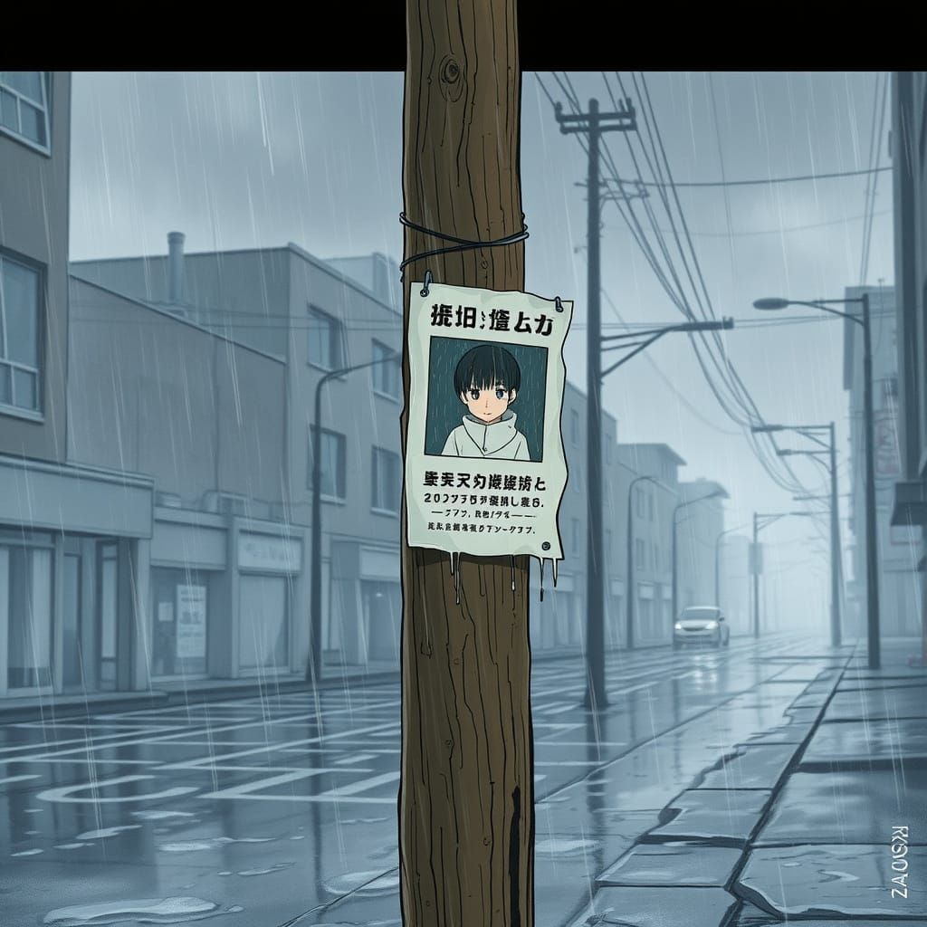 Solemn City Street in Anime Key Visual Style