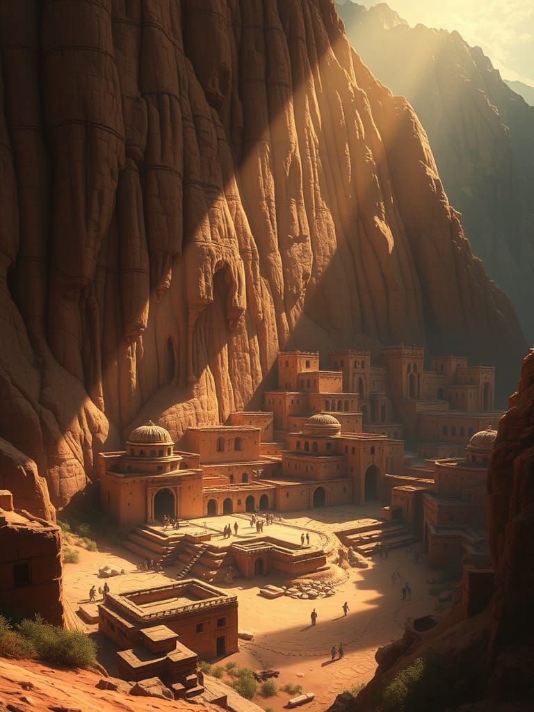 Epic Desert City Carved into Mountain Wall