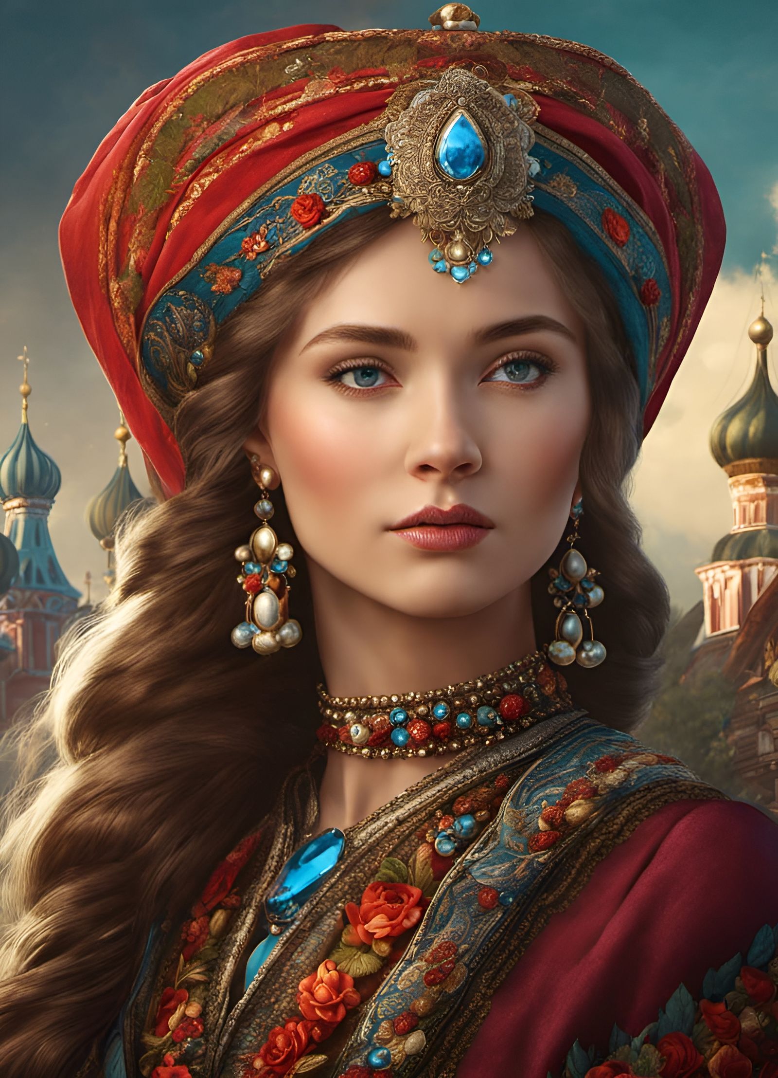 Vintage Portrait of a Russian Village Girl