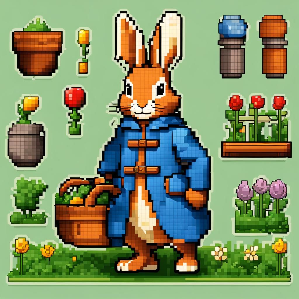 Peter Rabbit Pixel Art Game Sprite