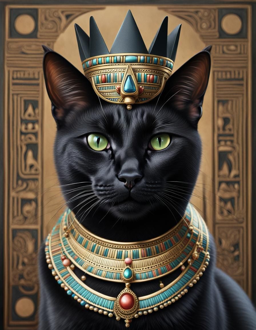 Black Cat as Egyptian Goddess Bastet