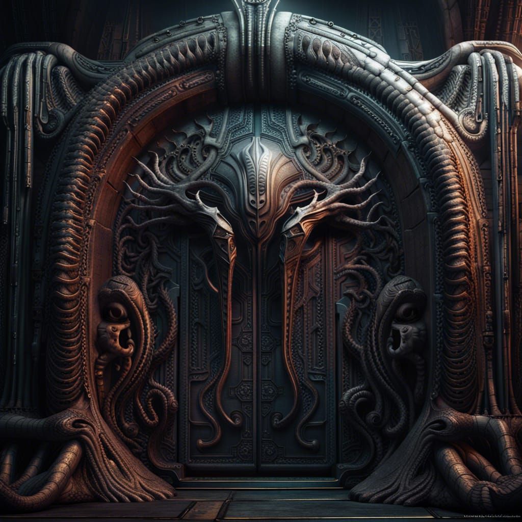 Giger Style Door Concept Art in 8K