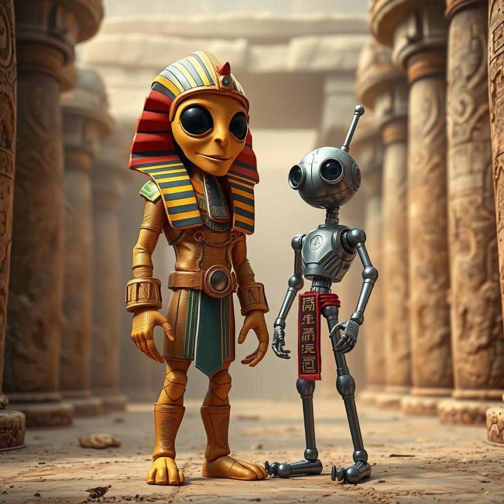 Retro Sci-Fi Claymation Egyptian Explorer