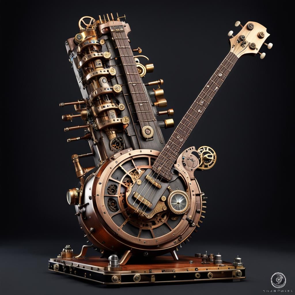 Steampunk Bass Guitar Engine Design
