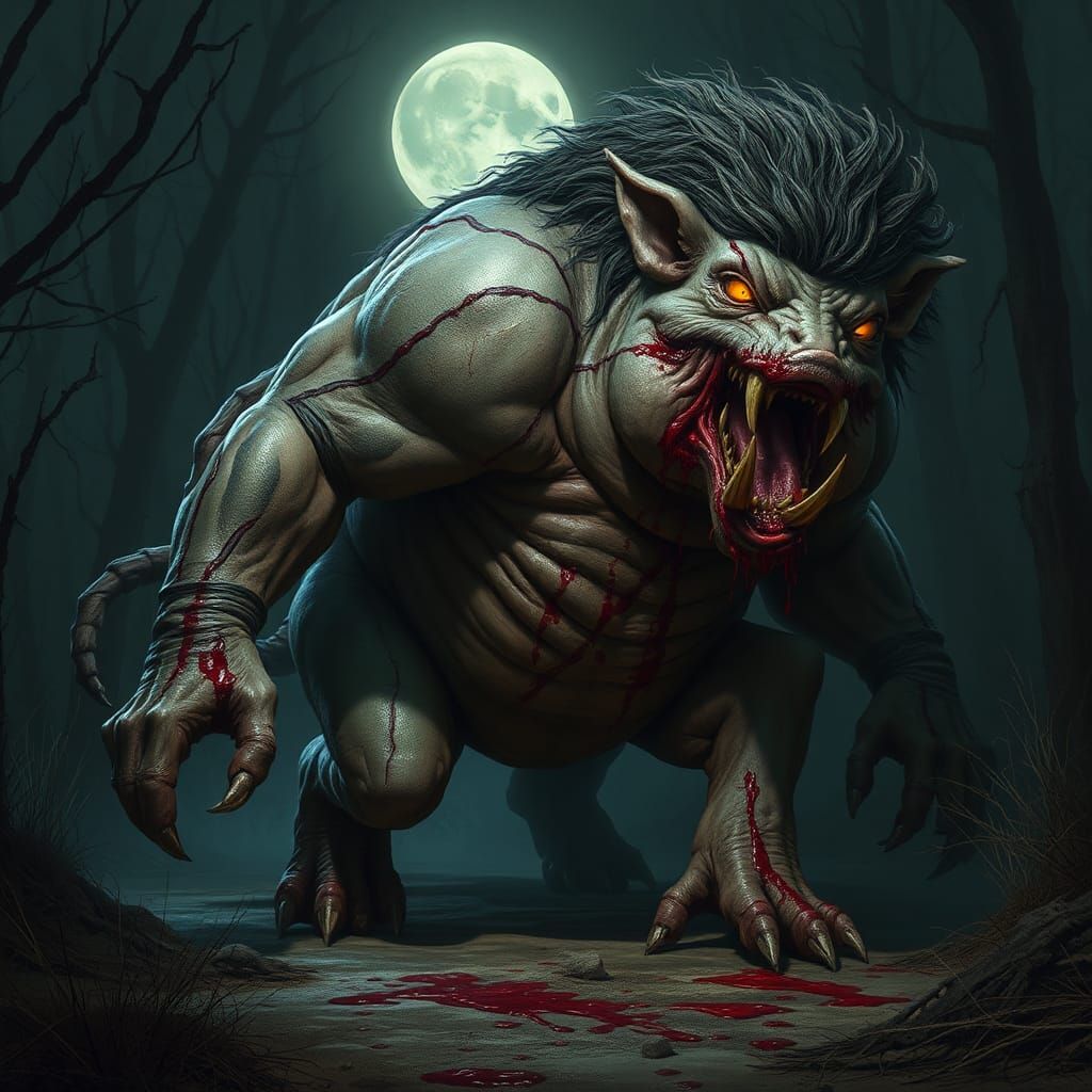 Terrifying Pig-Lion Hybrid Emerges from Shadows