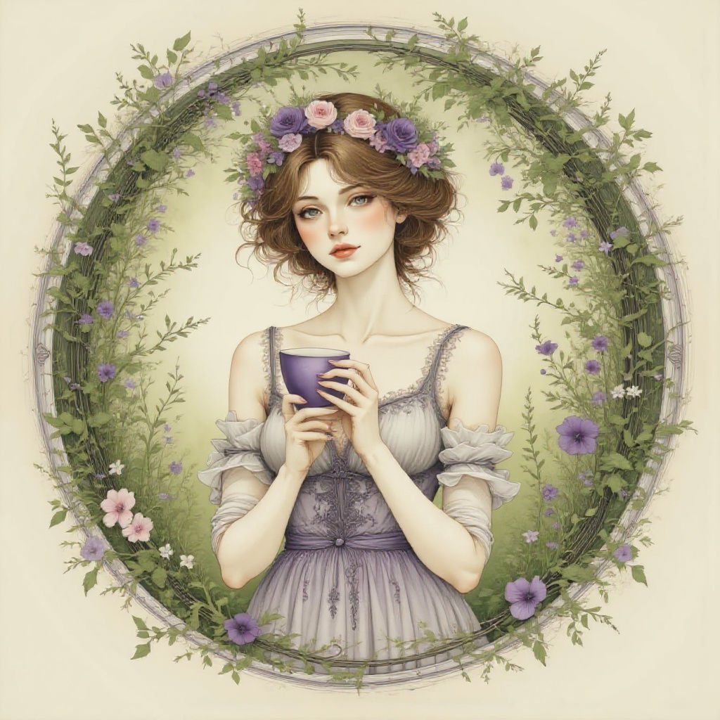 Purple Teacup with Unbroken Circle in Summer