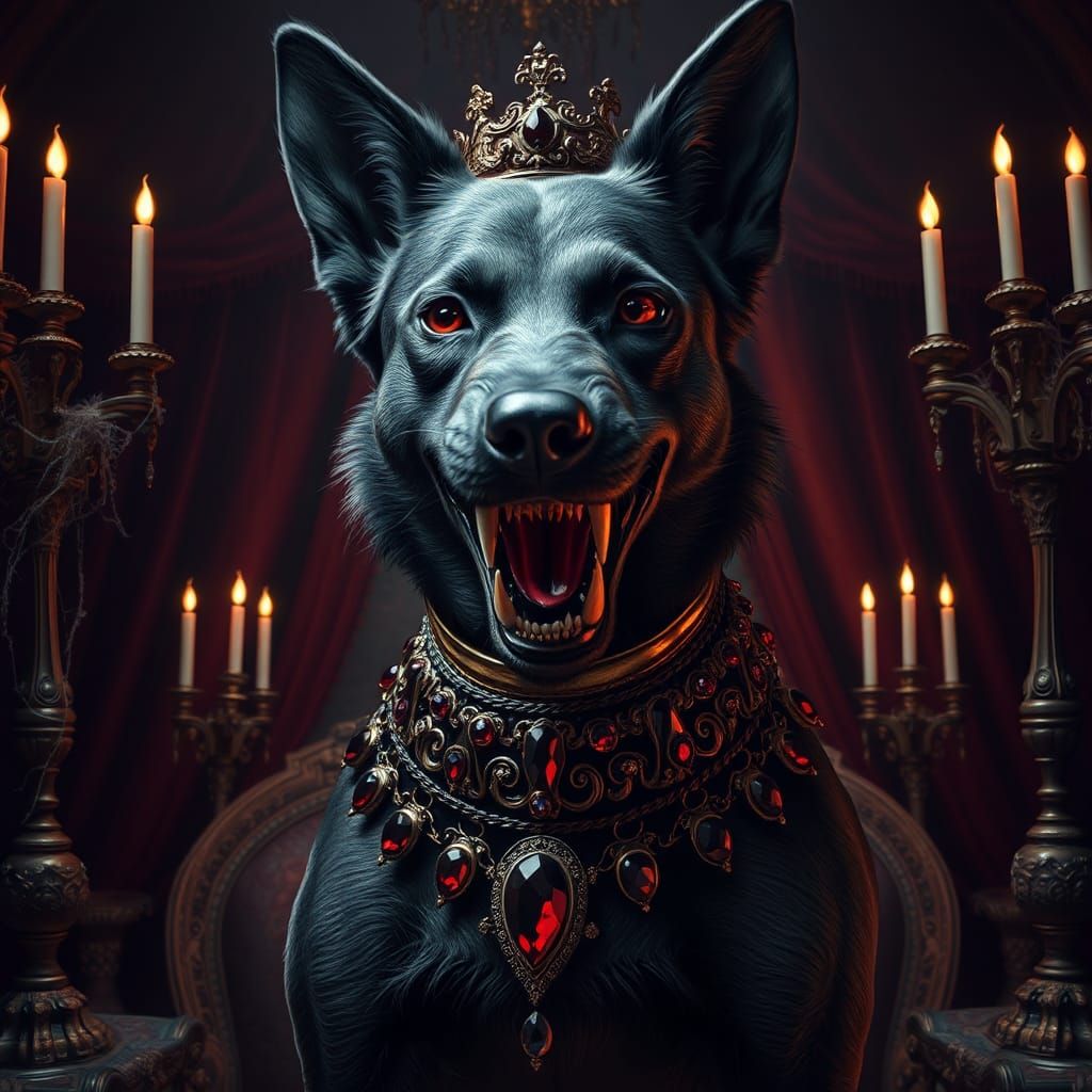 Gothic Vampire Dog Portrait in Victorian Style