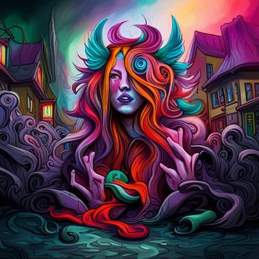 Witches Coven in Graffiti Splash Art Style