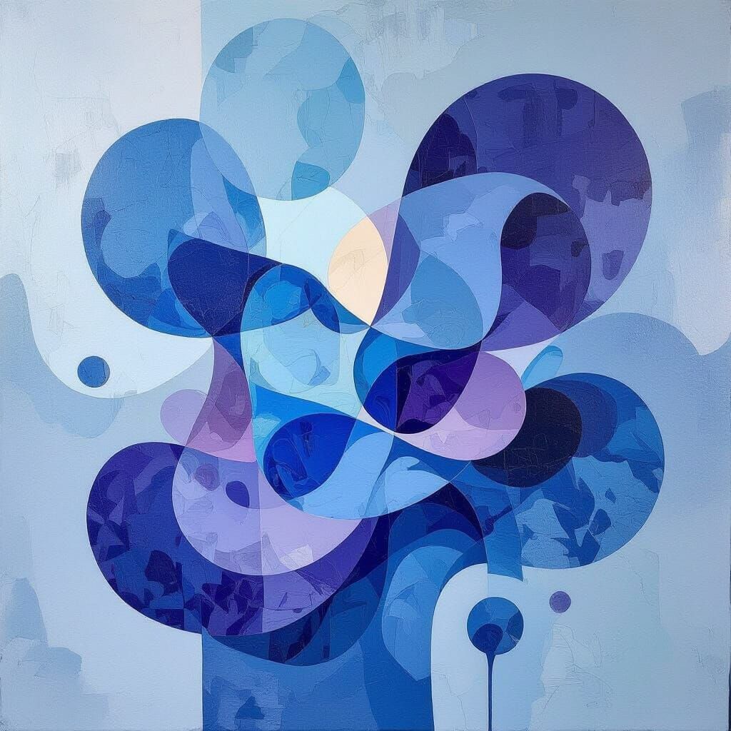 Surreal Abstract Shapes in Dreamlike Oil on Canvas