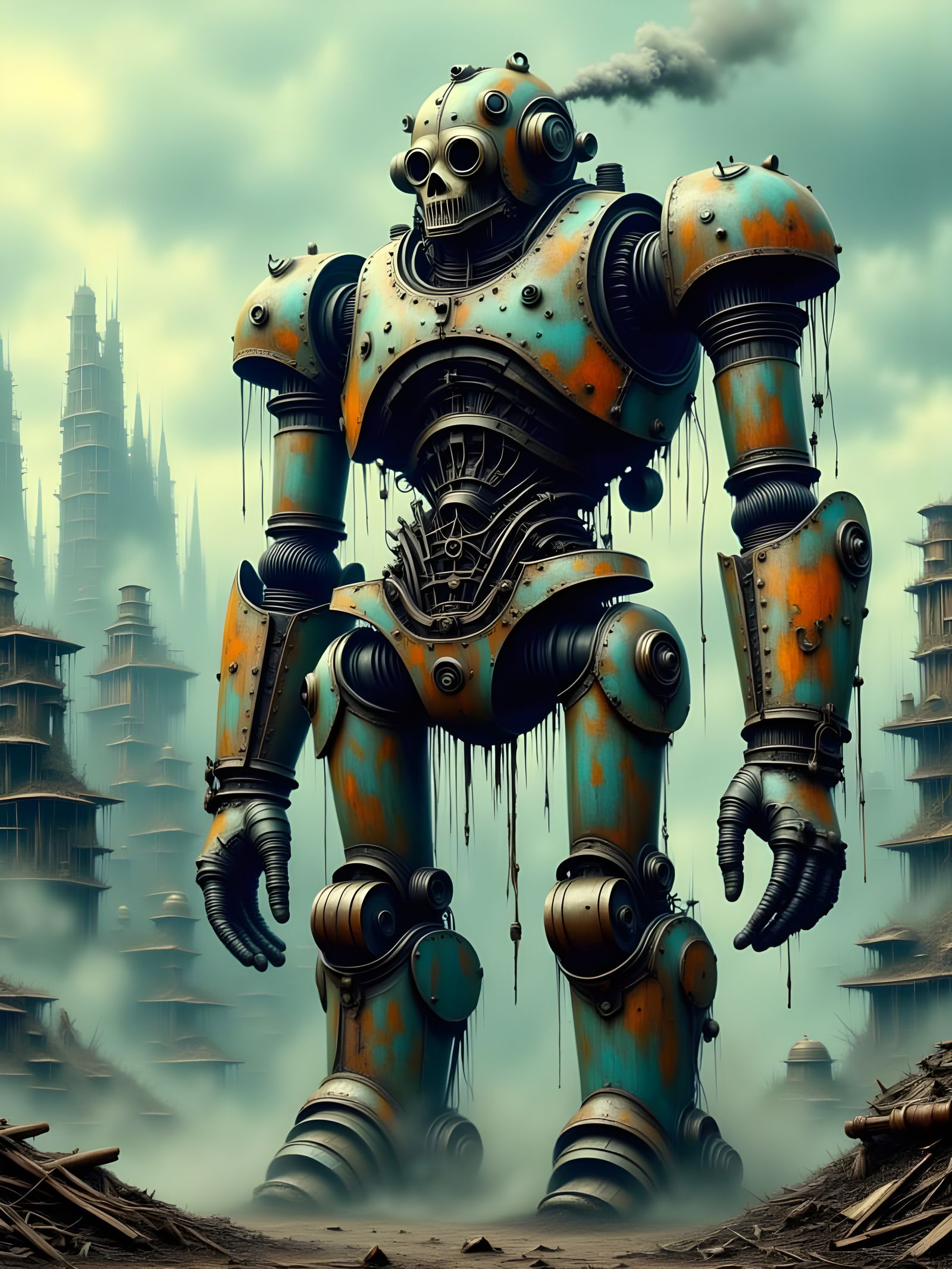 Colossal Robot Rises Over Polluted City in Silent Film Style