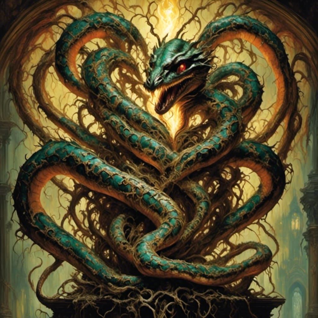 Dramatic Snake Heart in Chiaroscuro Style