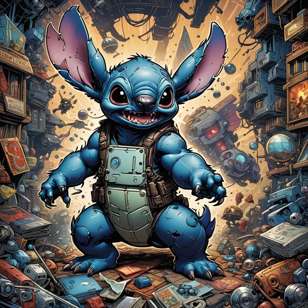 Stitch in Comic Book Art Style