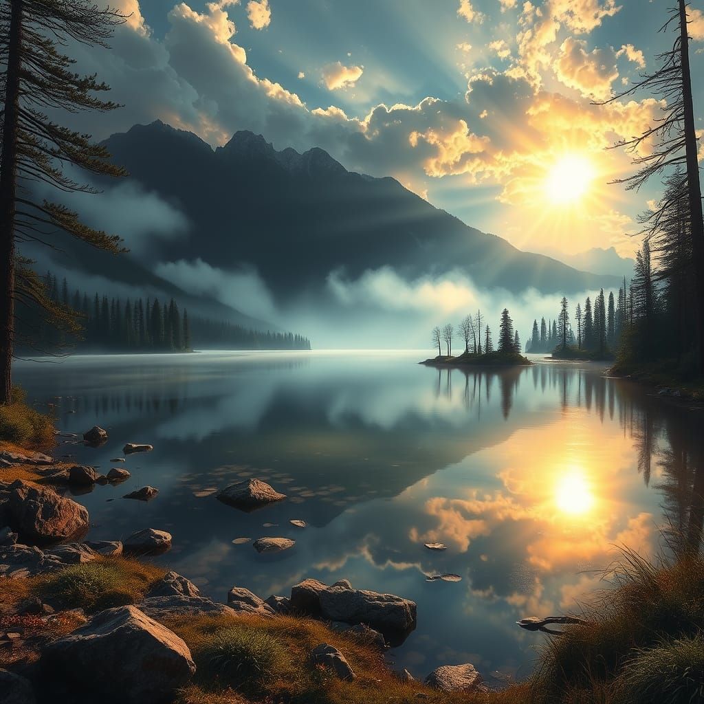 Fantasy Landscape Painting with Magical Lighting