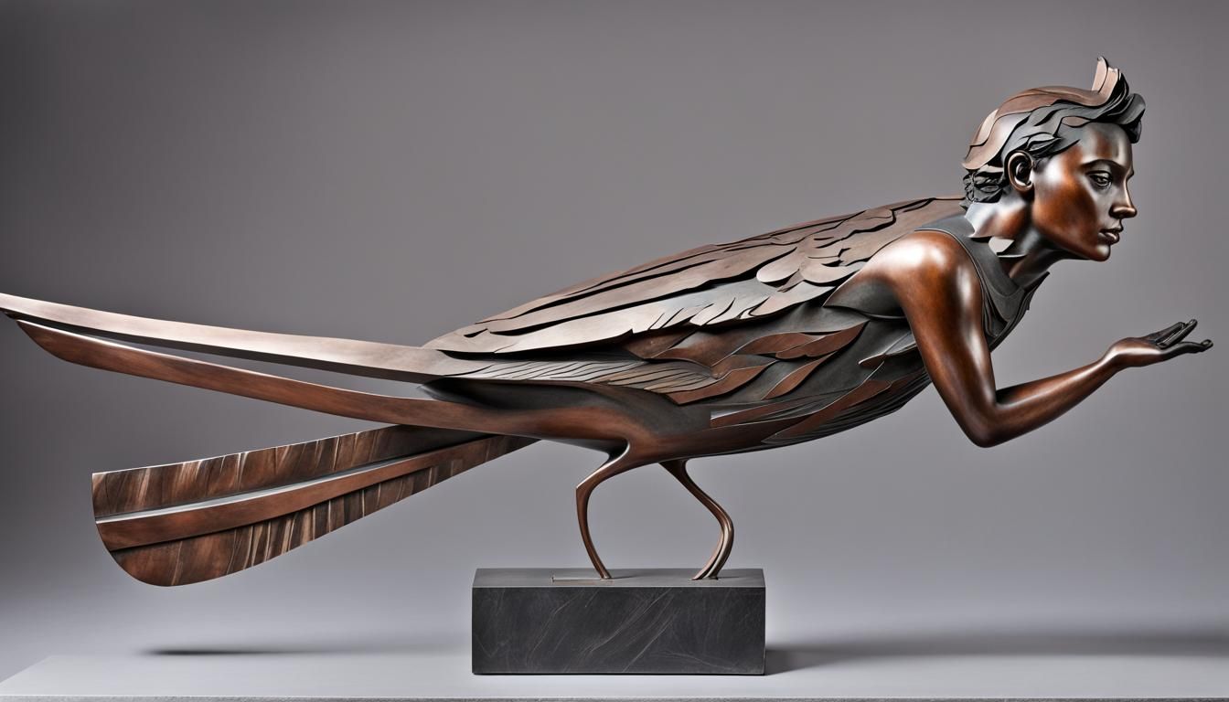 Elegant Metal Nightingale Sculpture with Artistic Details