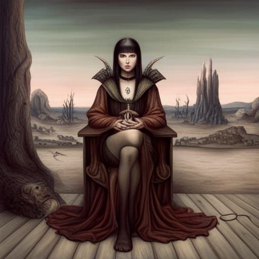 Occult Nun with Tattoos: A Tribal Painting