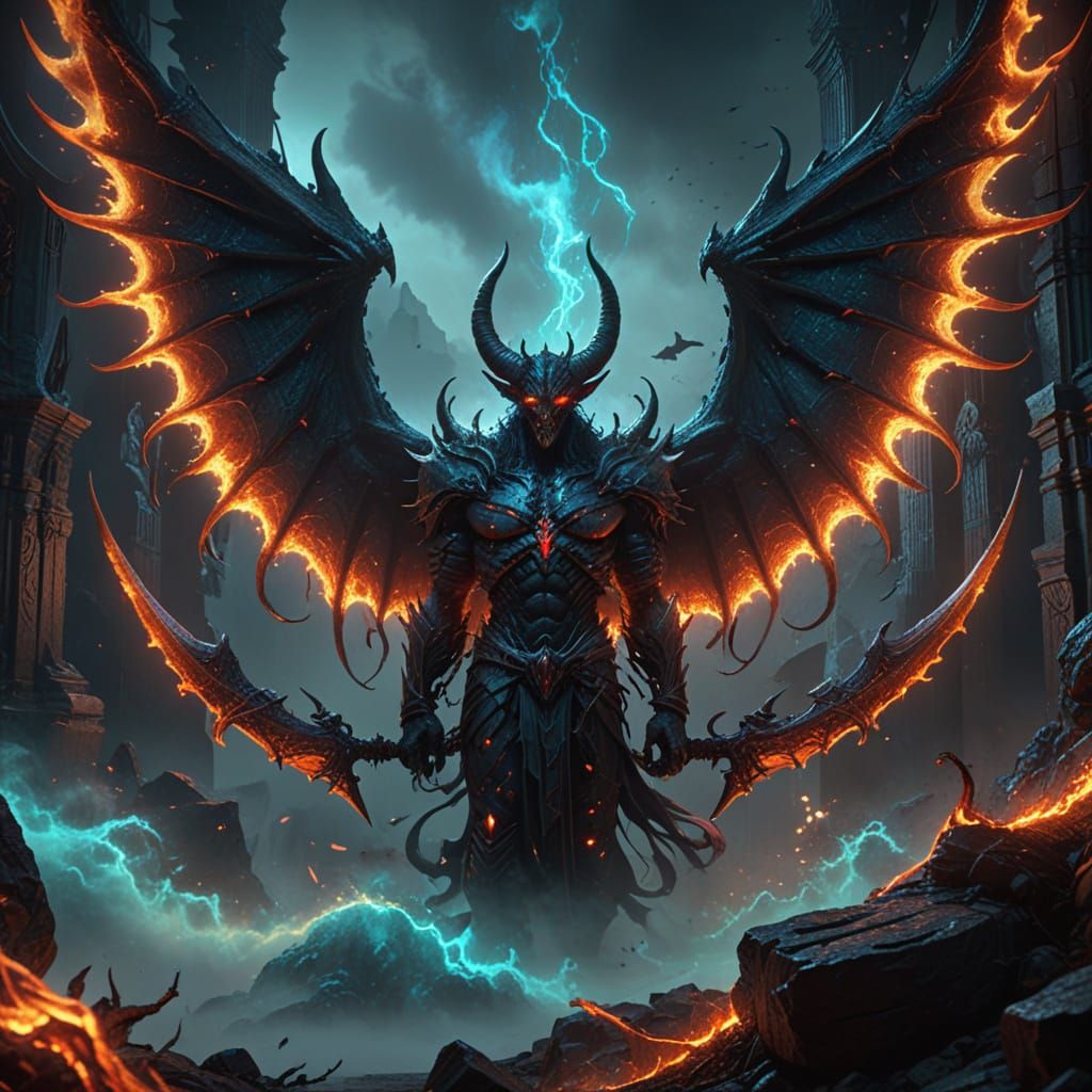 Ethereal Demon in Golden Hues