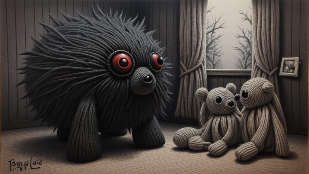 Terrifying Yarn Creature Lurches Across Bedroom Floor