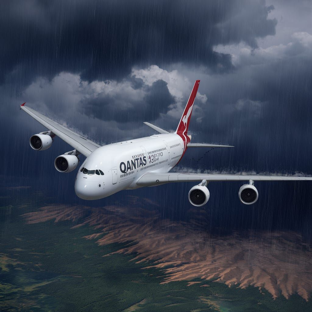 Qantas A380 Flies Through Tropical Storm