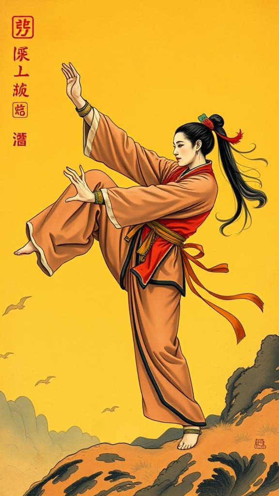 Chinese Kung Fu Master in Elegant White Crane Style