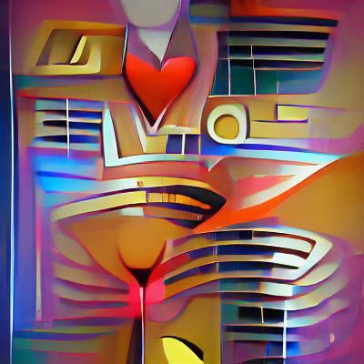 Colorful Art Deco Abstract Evokes Love