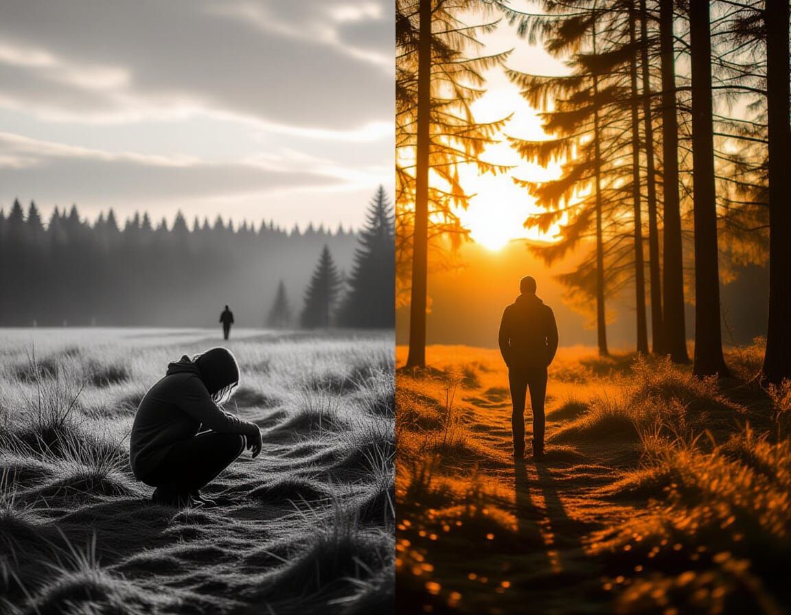 Split Screen Photo: Despair and Calm Contrasted