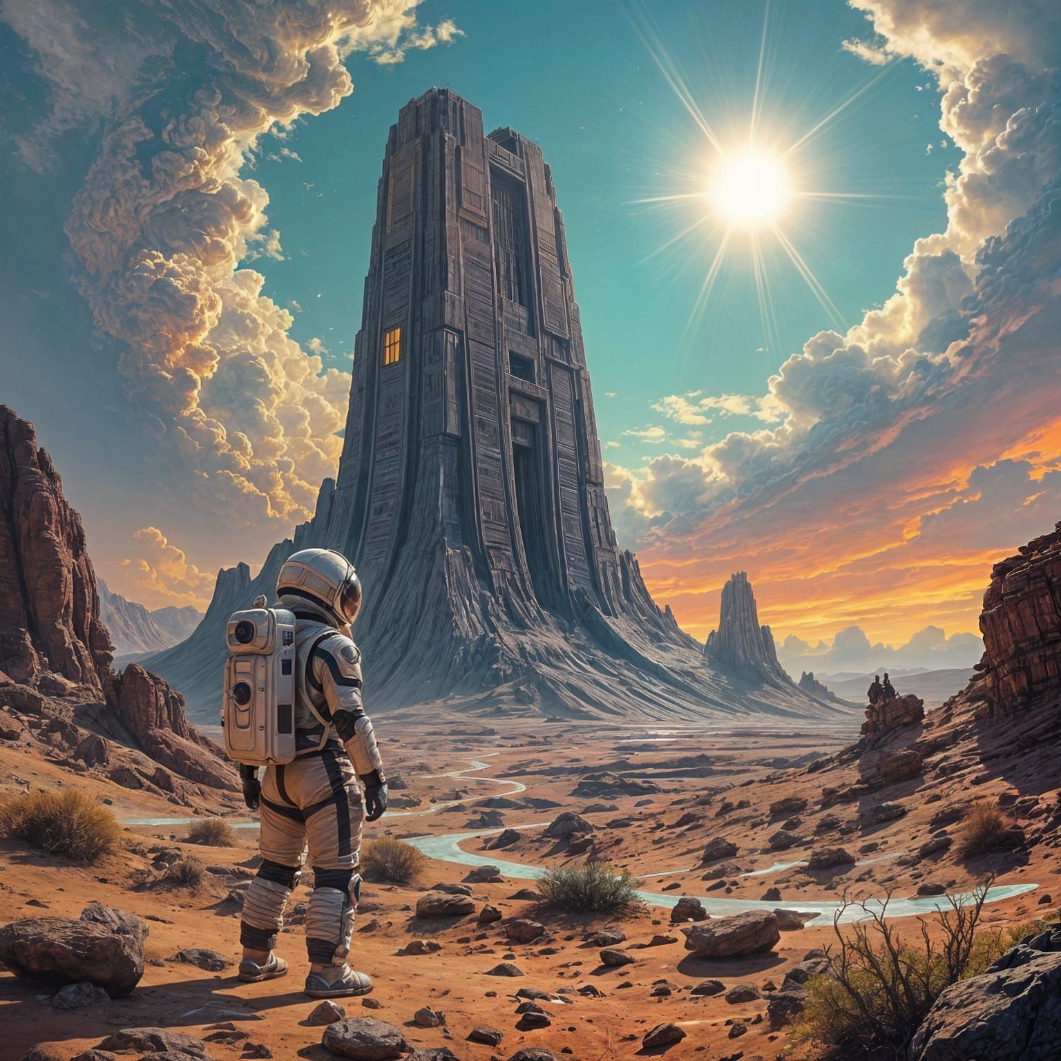 Astronaut on Alien Planet with Ancient Structure