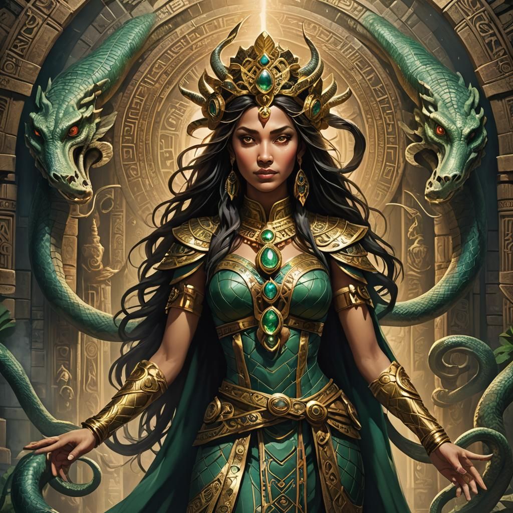 Serpent Priestess Princess in Ancient Temple