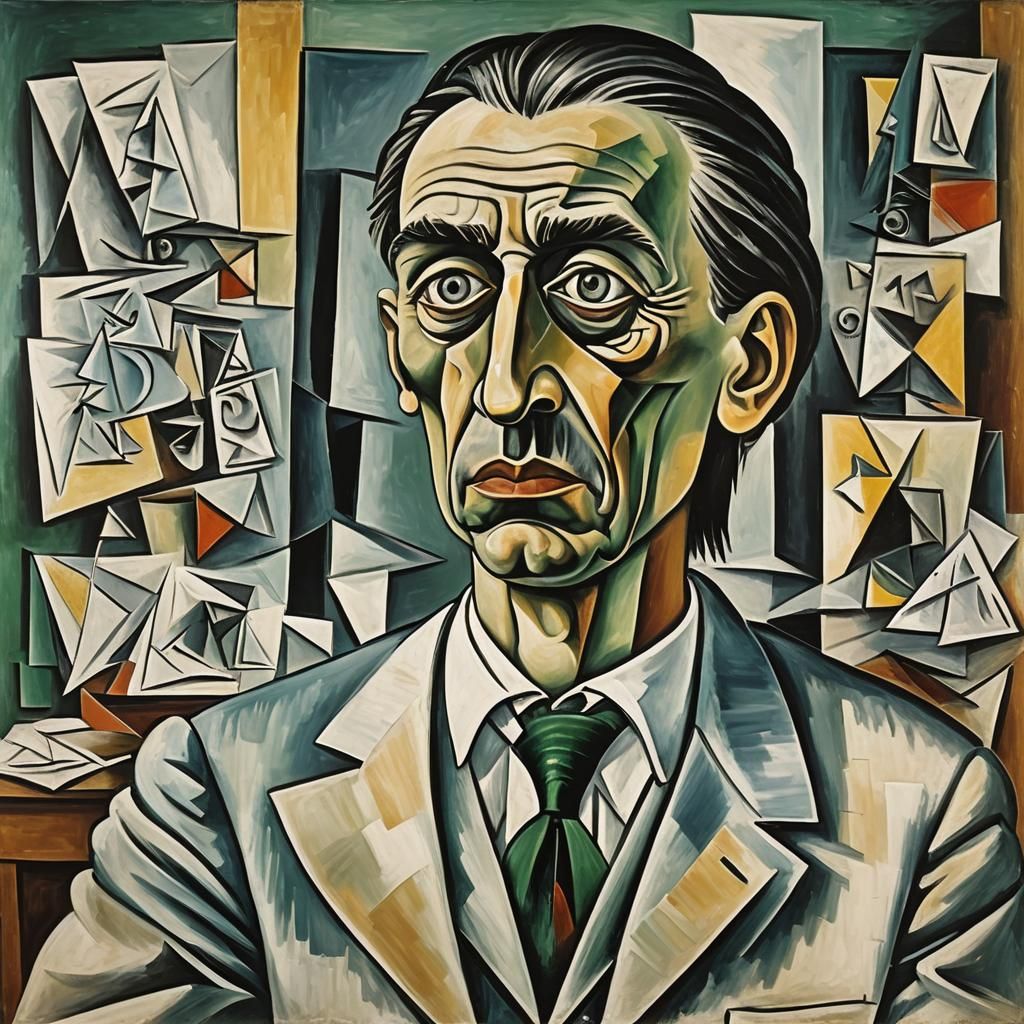 Cubist Office Worker in Abstract Portrait