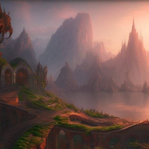 Fantastical Matte Painting in Deep Color, 8K
