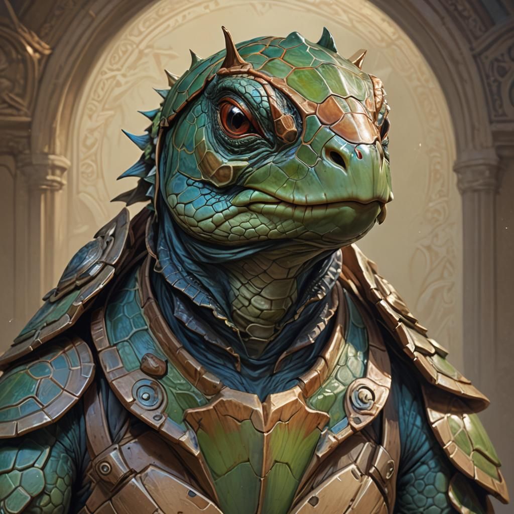 Turtle Kobold Grasshopper Hybrid Portrait, Trending Art
