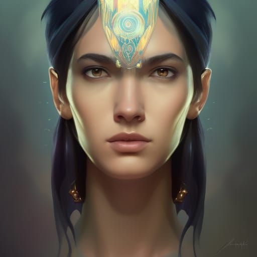 Intricate Portrait of a Black Wizard in Art Nouveau Style