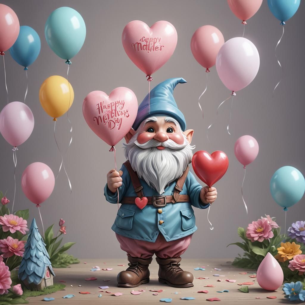Pastel Gnome Wishes Happy Mother's Day in Art