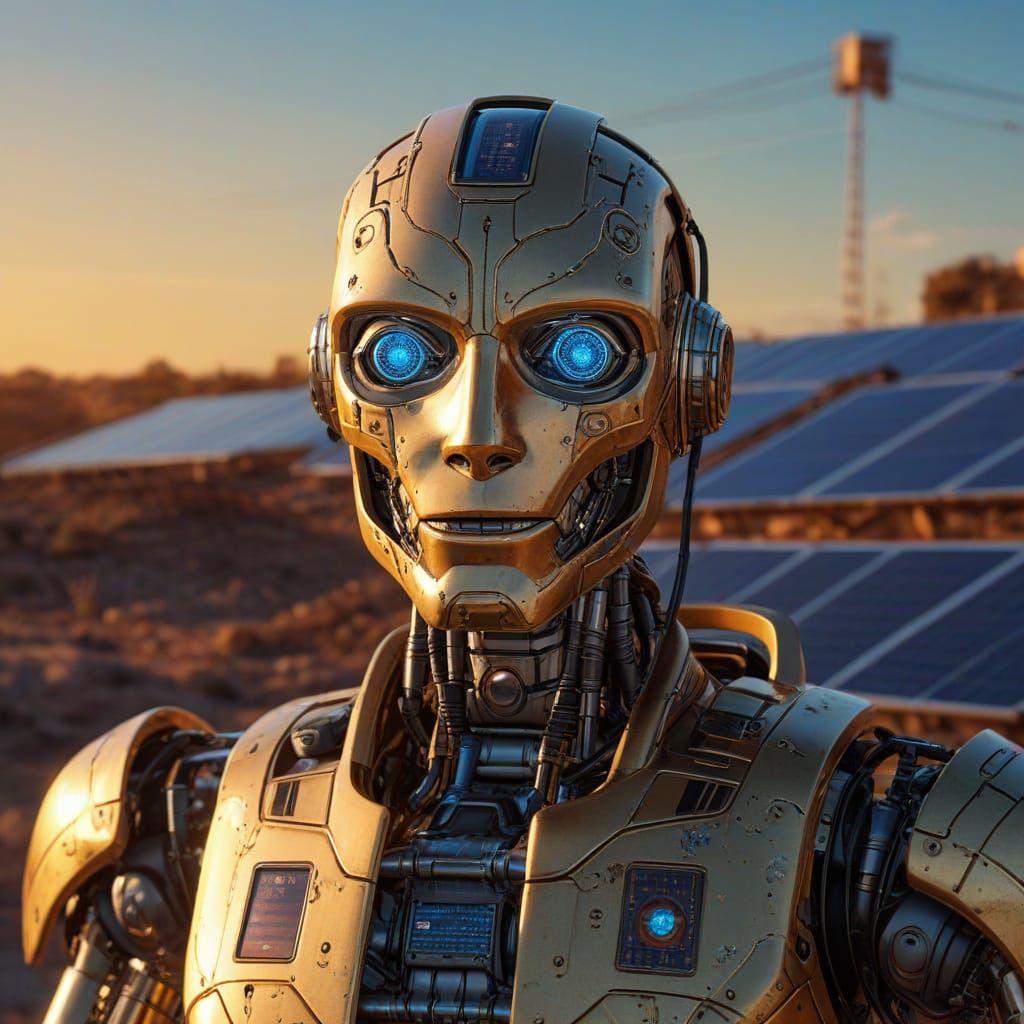 Solar Robot Concept Art in Digital Style